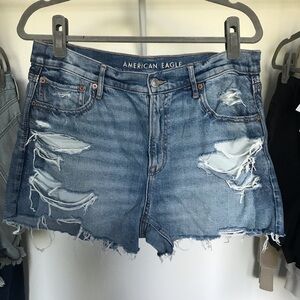 American Eagle Outfitters Distressed Relaxed Strigid Blue Denim Shorts size 8